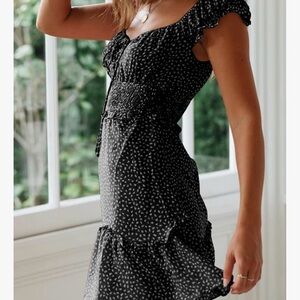 Ruffle Sleeve Sweetheart Neckline Summer Mini Dress.